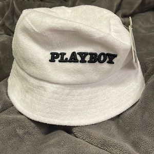 NWT White Playboy Bucket Hat